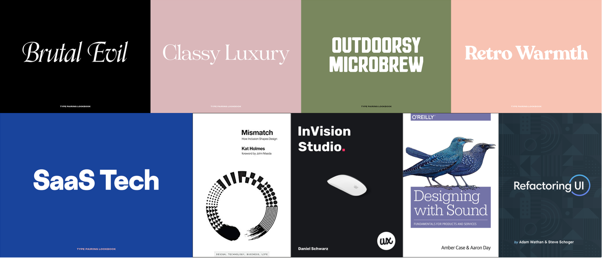 A collage of book covers for the newly released books listed below